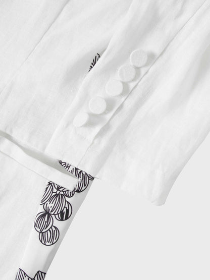 Silky Back Printed Blazer-White/Black