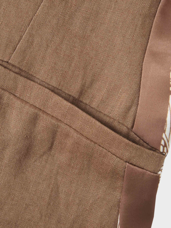 Silky Back Printed Blazer-Brown/Cream