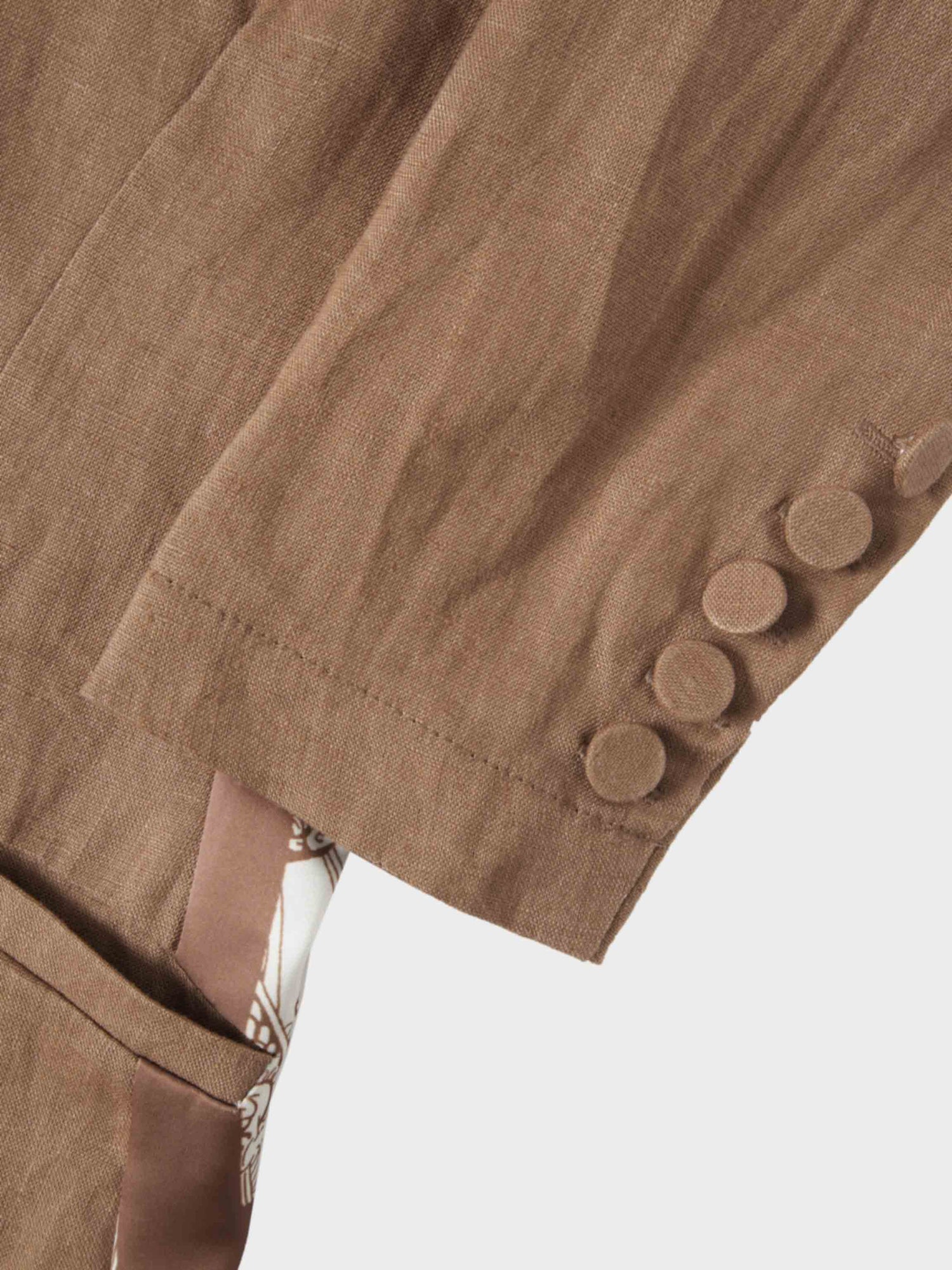 Silky Back Printed Blazer-Brown/Cream