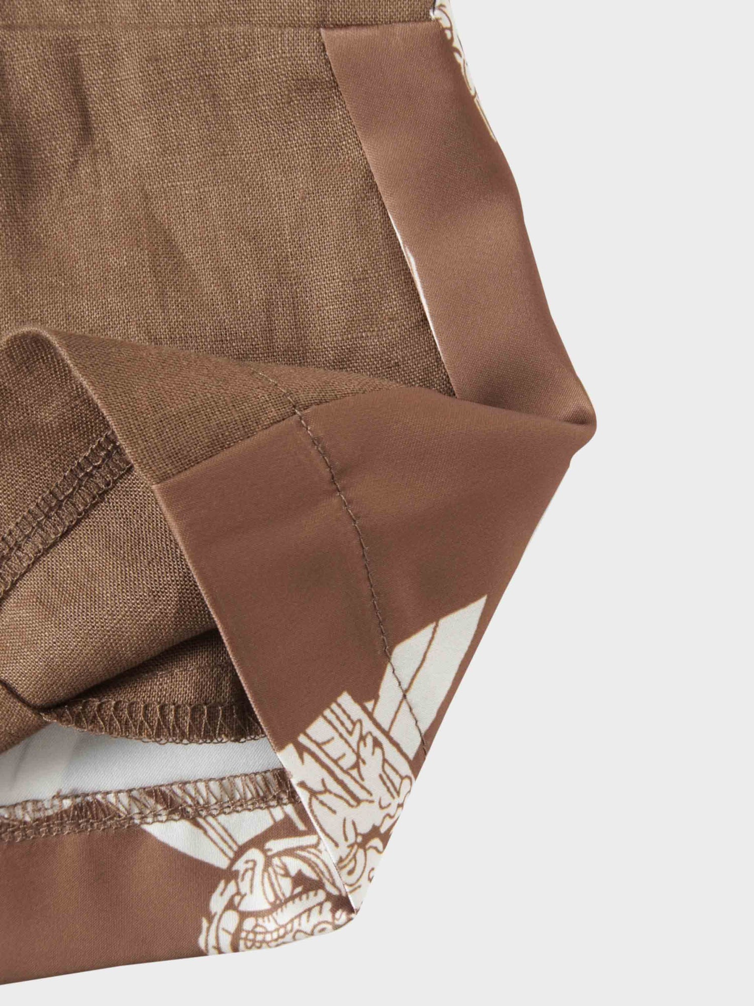 Silky Back Printed Blazer-Brown/Cream