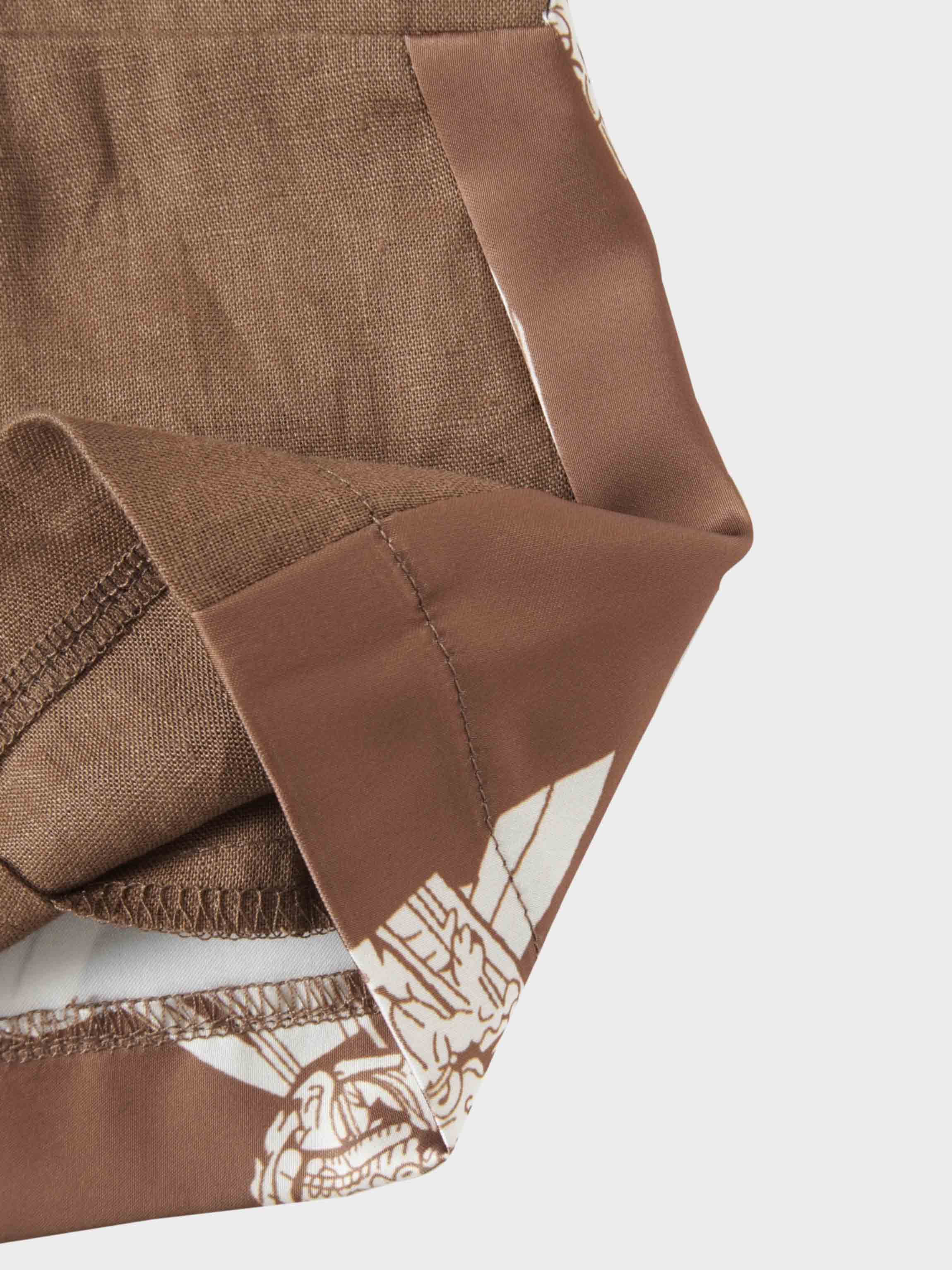 Silky Back Printed Blazer-Brown/Cream