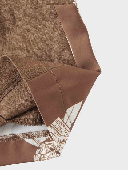 Silky Back Printed Blazer-Brown/Cream