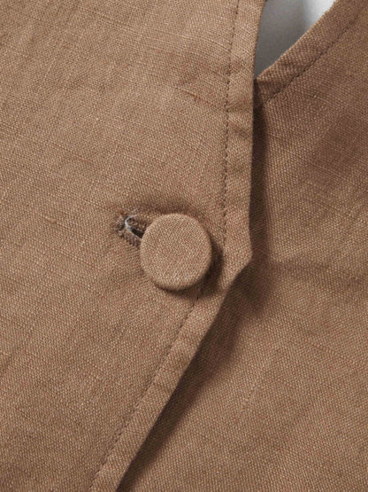 Silky Back Printed Blazer-Brown/Cream
