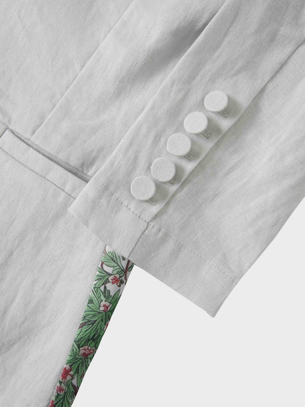 Silky Back Printed Blazer-Grey/Multi Color