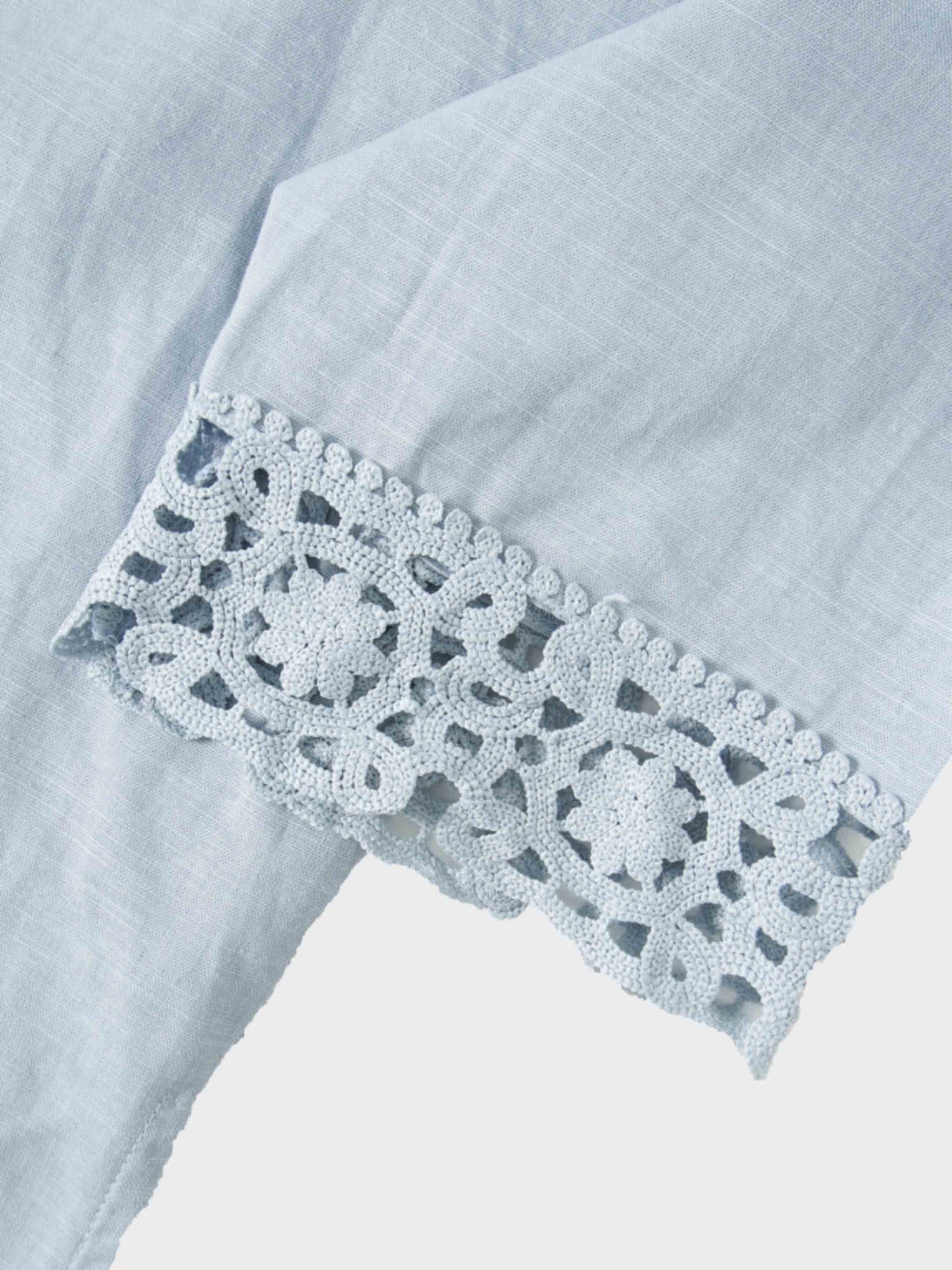 Crochet Edge Top-Light Blue