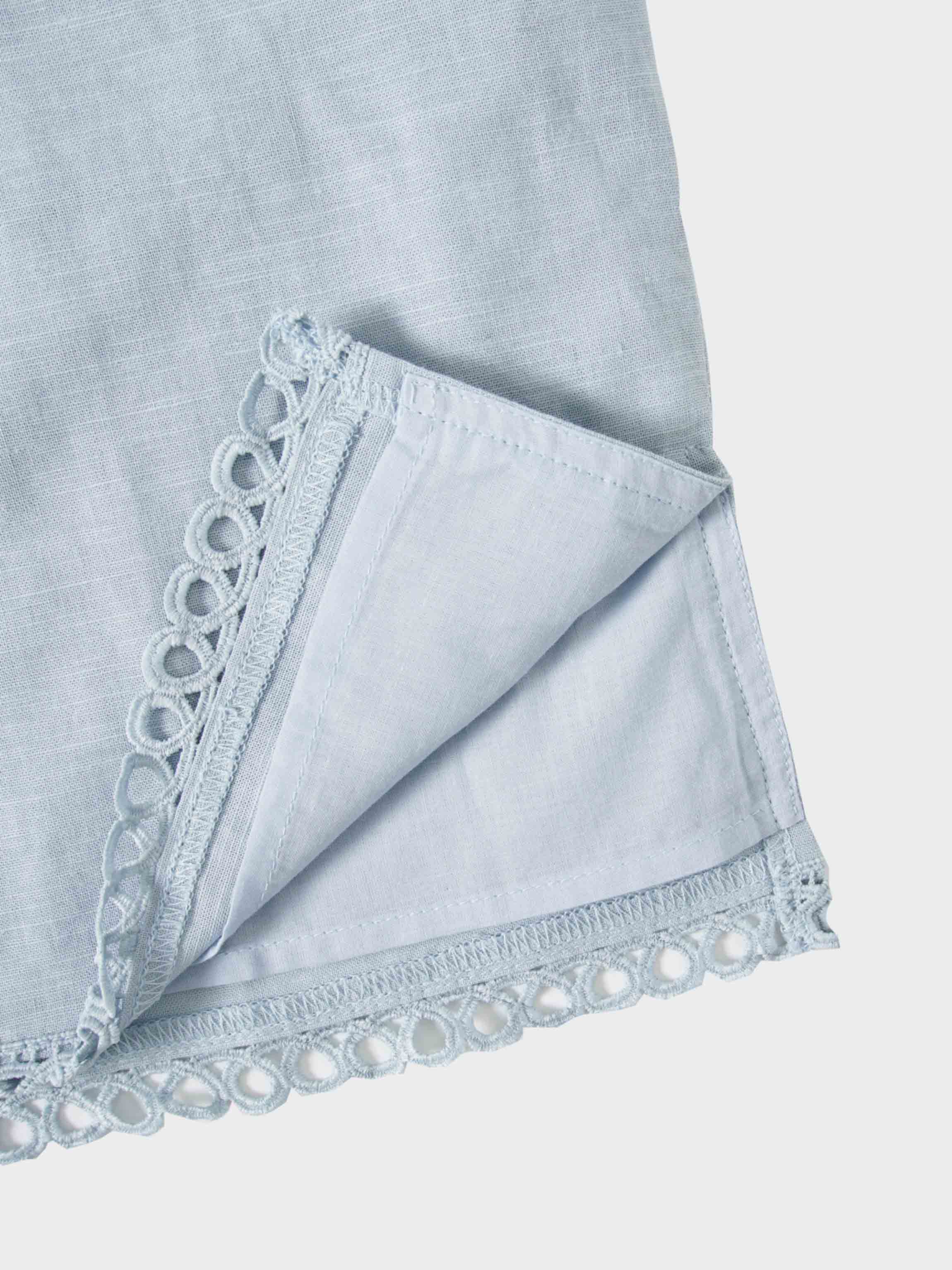 Crochet Edge Top-Light Blue