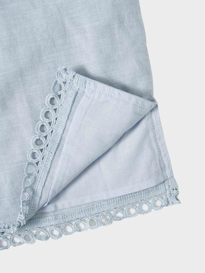 Crochet Edge Top-Light Blue