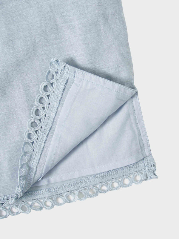 Crochet Edge Top-Light Blue