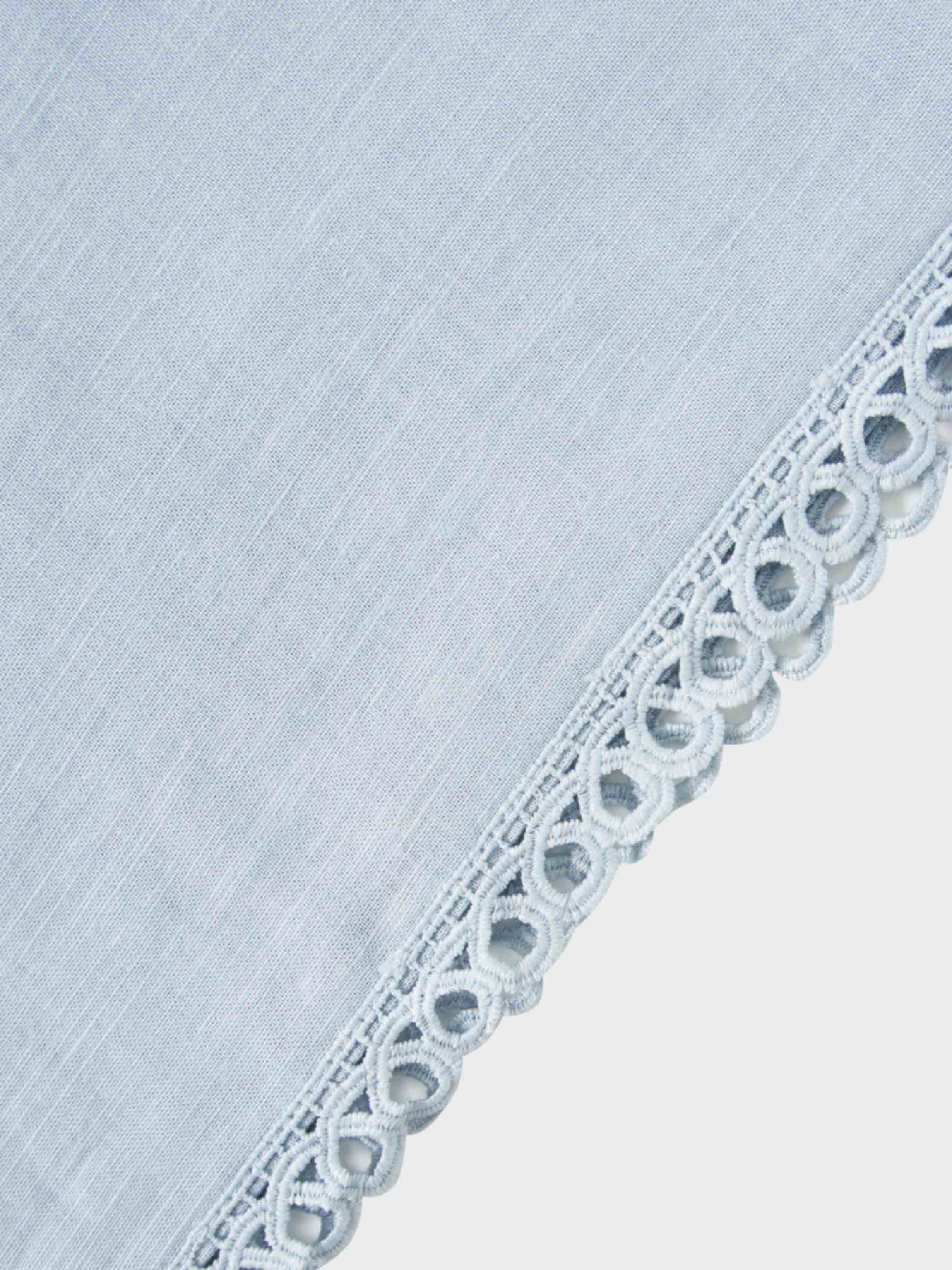 Crochet Edge Top-Light Blue