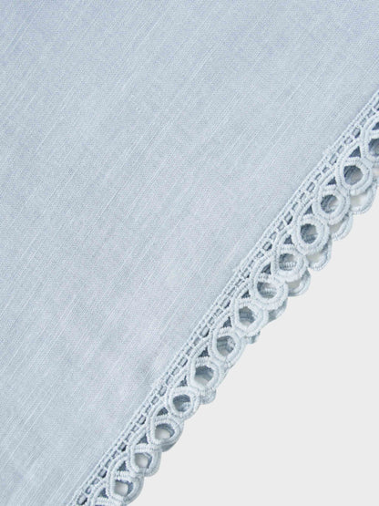 Crochet Edge Top-Light Blue