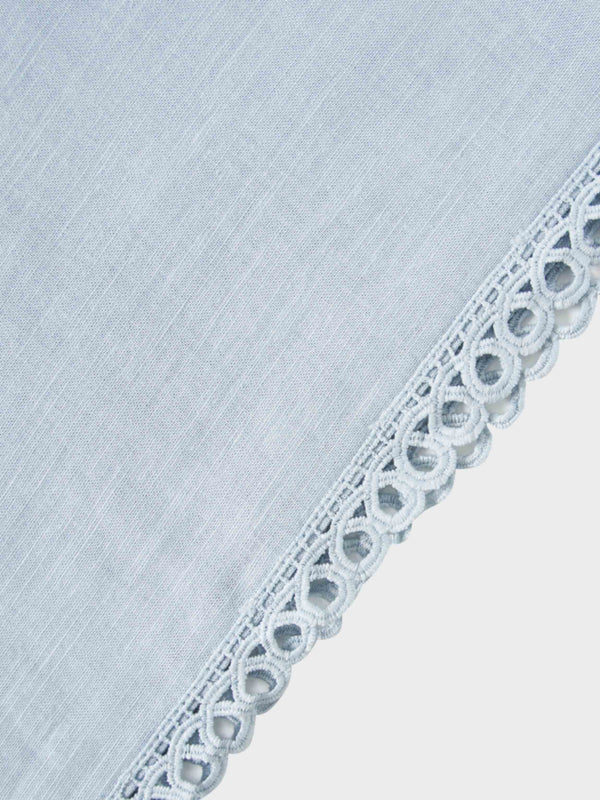 Crochet Edge Top-Light Blue