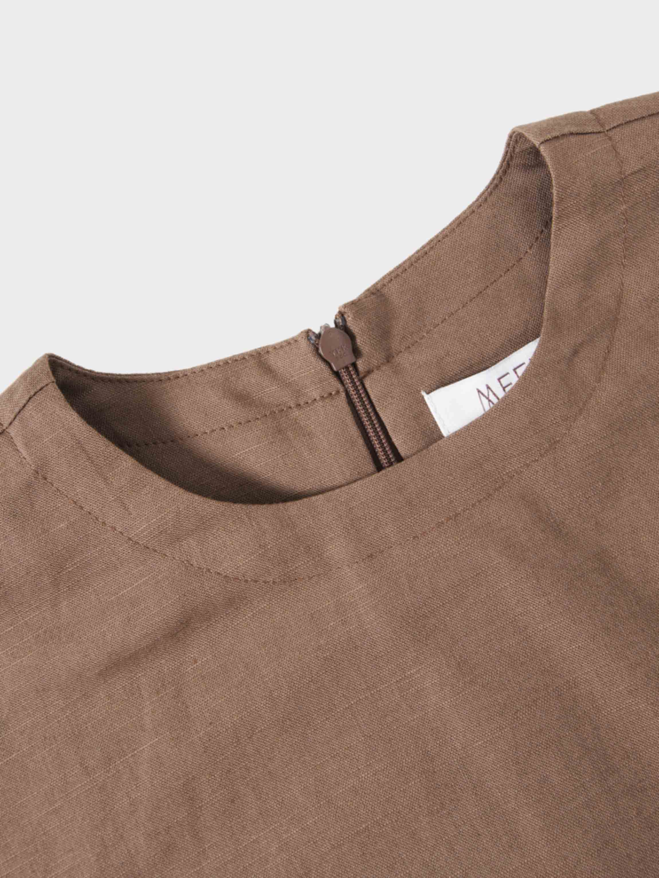 Crochet Edge Top-Brown