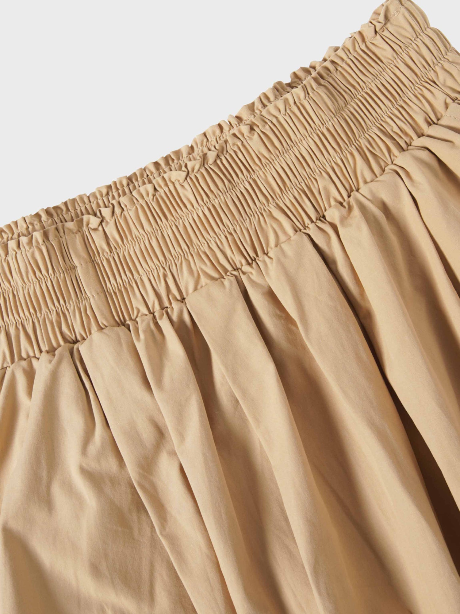 Elastic Waist Gathered Skirt-Sand