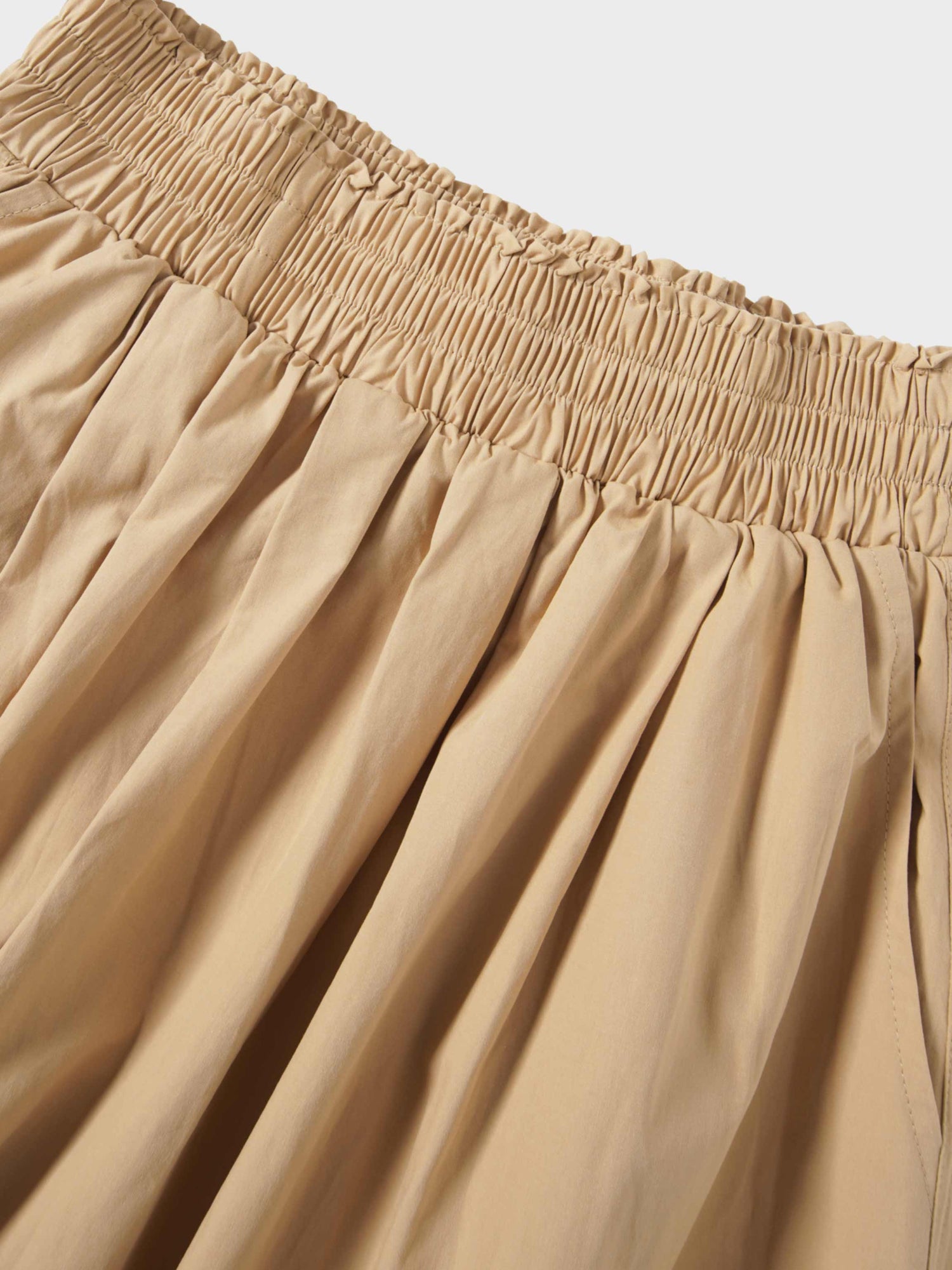 Elastic Waist Gathered Skirt-Sand