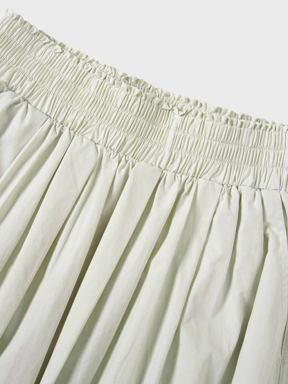 Elastic Waist Gathered Skirt-Mint