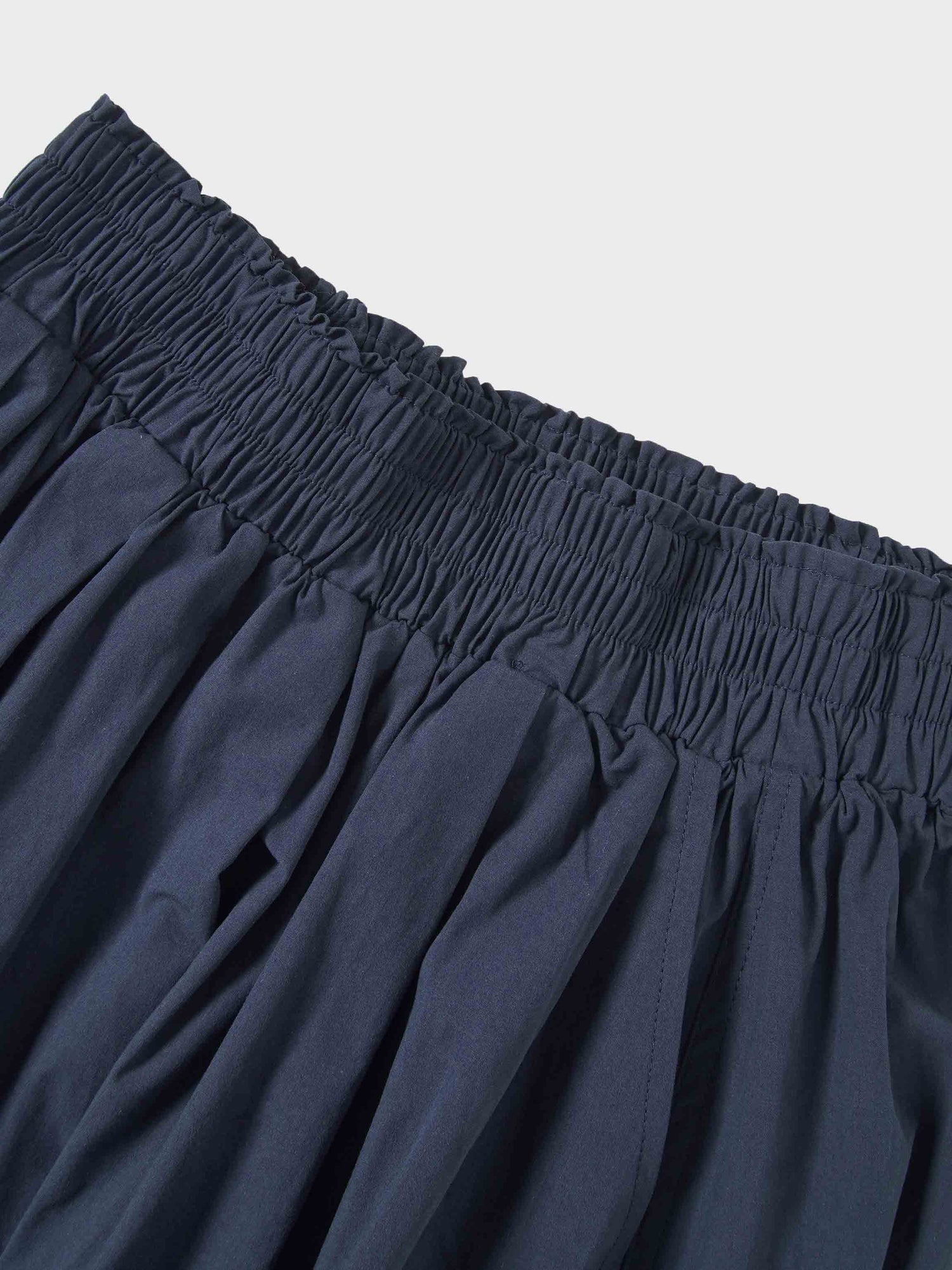 Elastic Waist Gathered Skirt-Navy