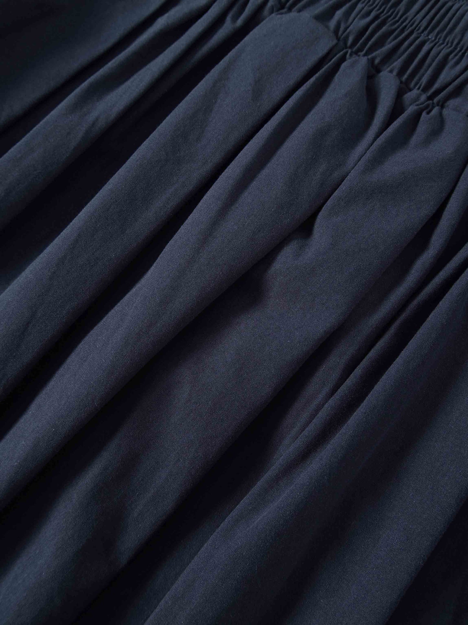 Elastic Waist Gathered Skirt-Navy