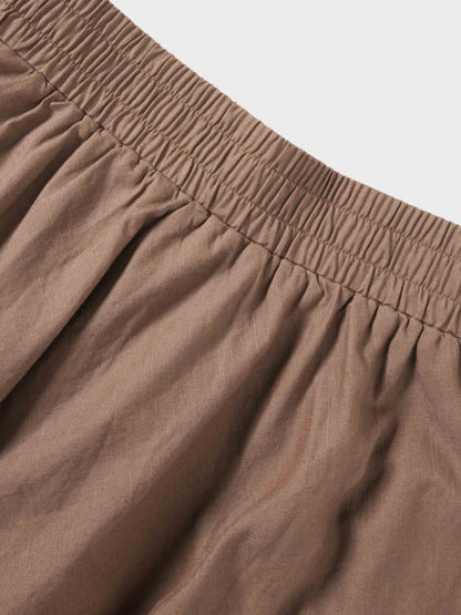 Crochet Trim Skirt-Brown