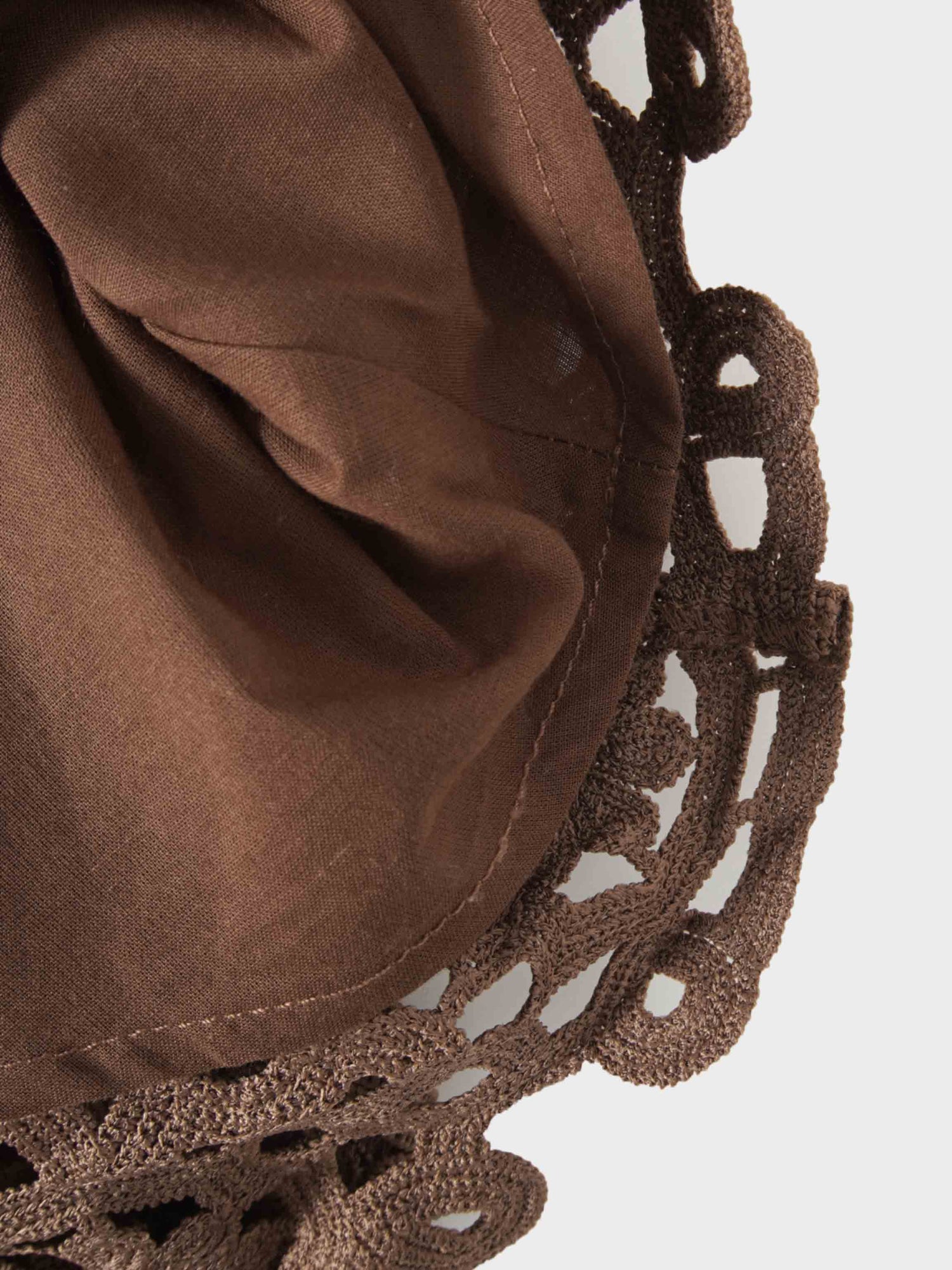 Crochet Trim Skirt-Brown
