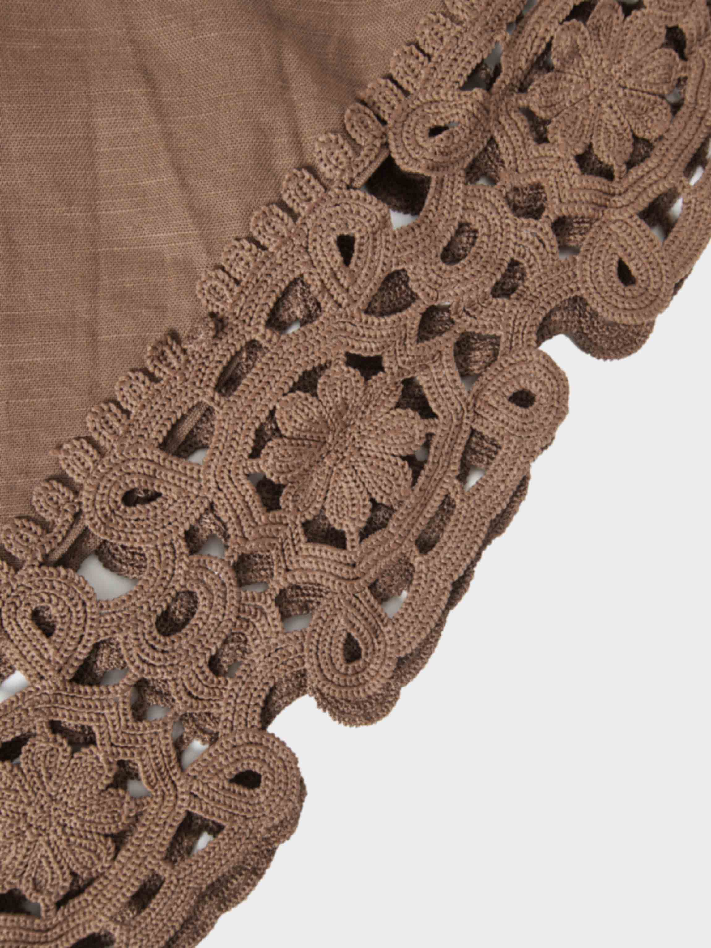 Crochet Trim Skirt-Brown