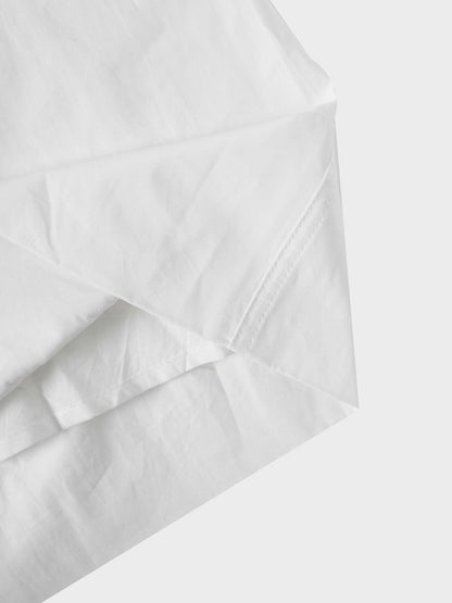 Gathered Drop Waist Yoke Skirt-White