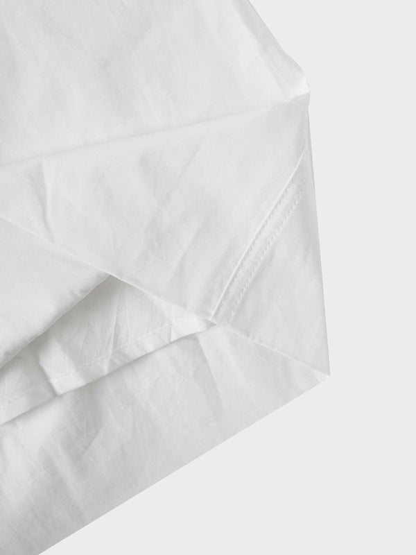 Gathered Drop Waist Yoke Skirt-White
