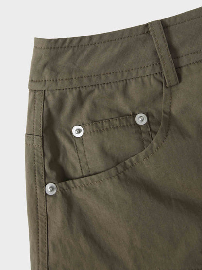 Gathered Drop Waist Yoke Skirt-Olive