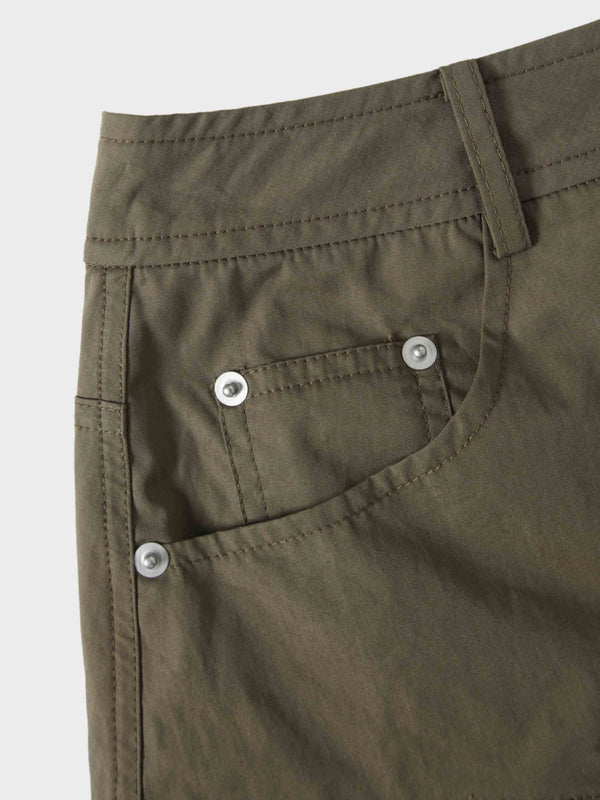 Gathered Drop Waist Yoke Skirt-Olive