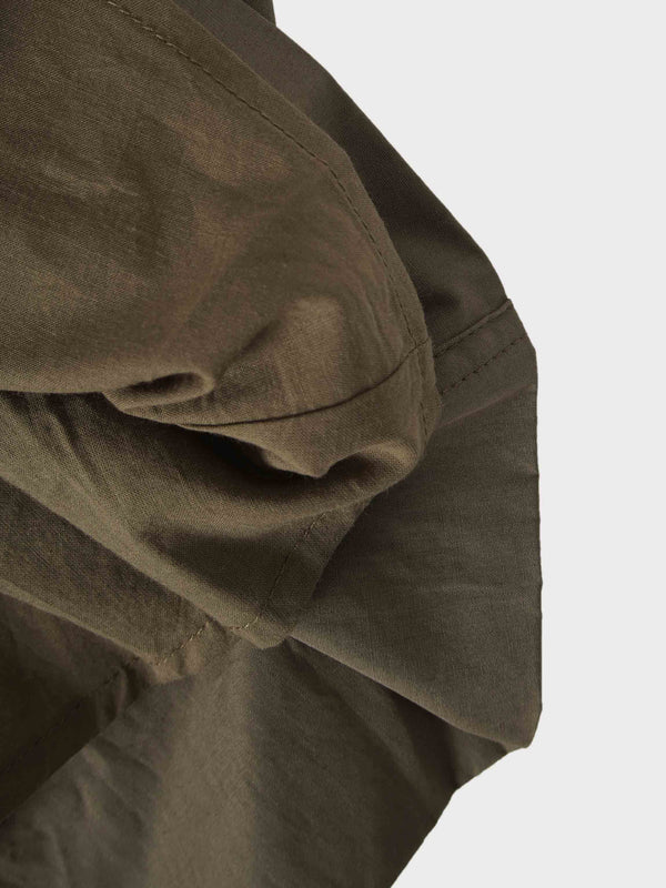 Gathered Drop Waist Yoke Skirt-Olive