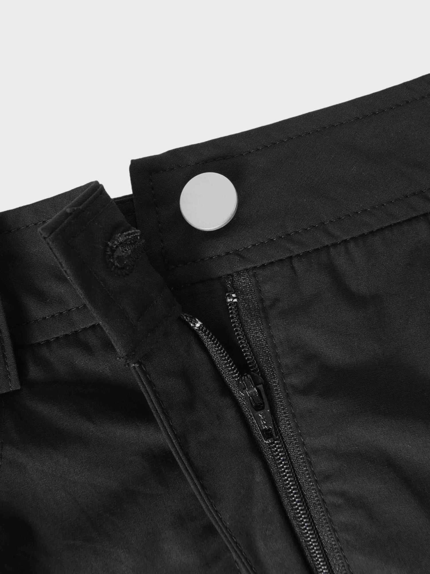 Gathered Drop Waist Yoke Skirt-Black