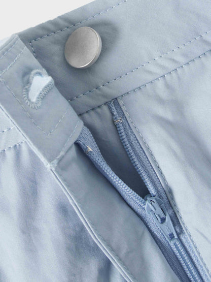 Gathered Drop Waist Yoke Skirt-Light Blue