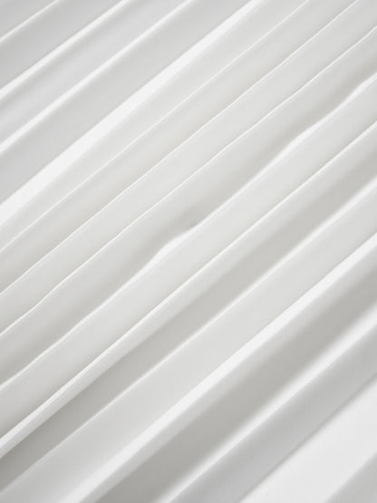 Elastic Waist Micro Pleat Skirt-White