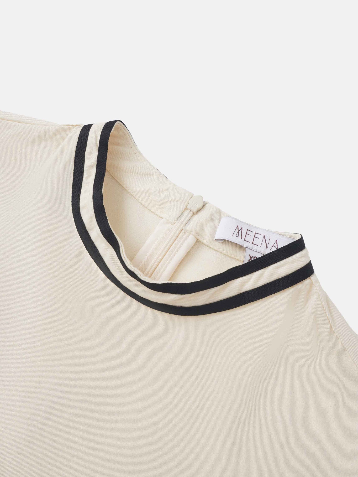 Velvet Trim Blouse - Cream