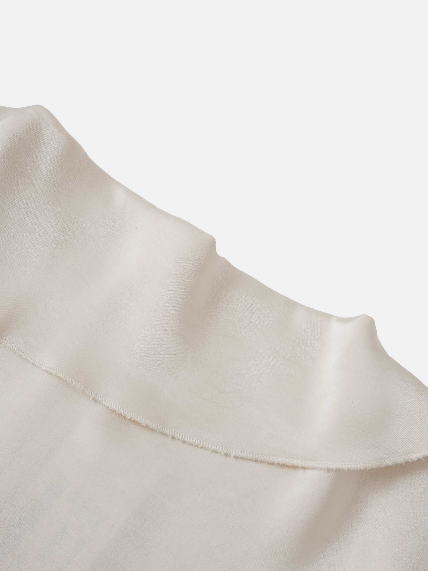 Faux Satin Ruffle Top - Cream