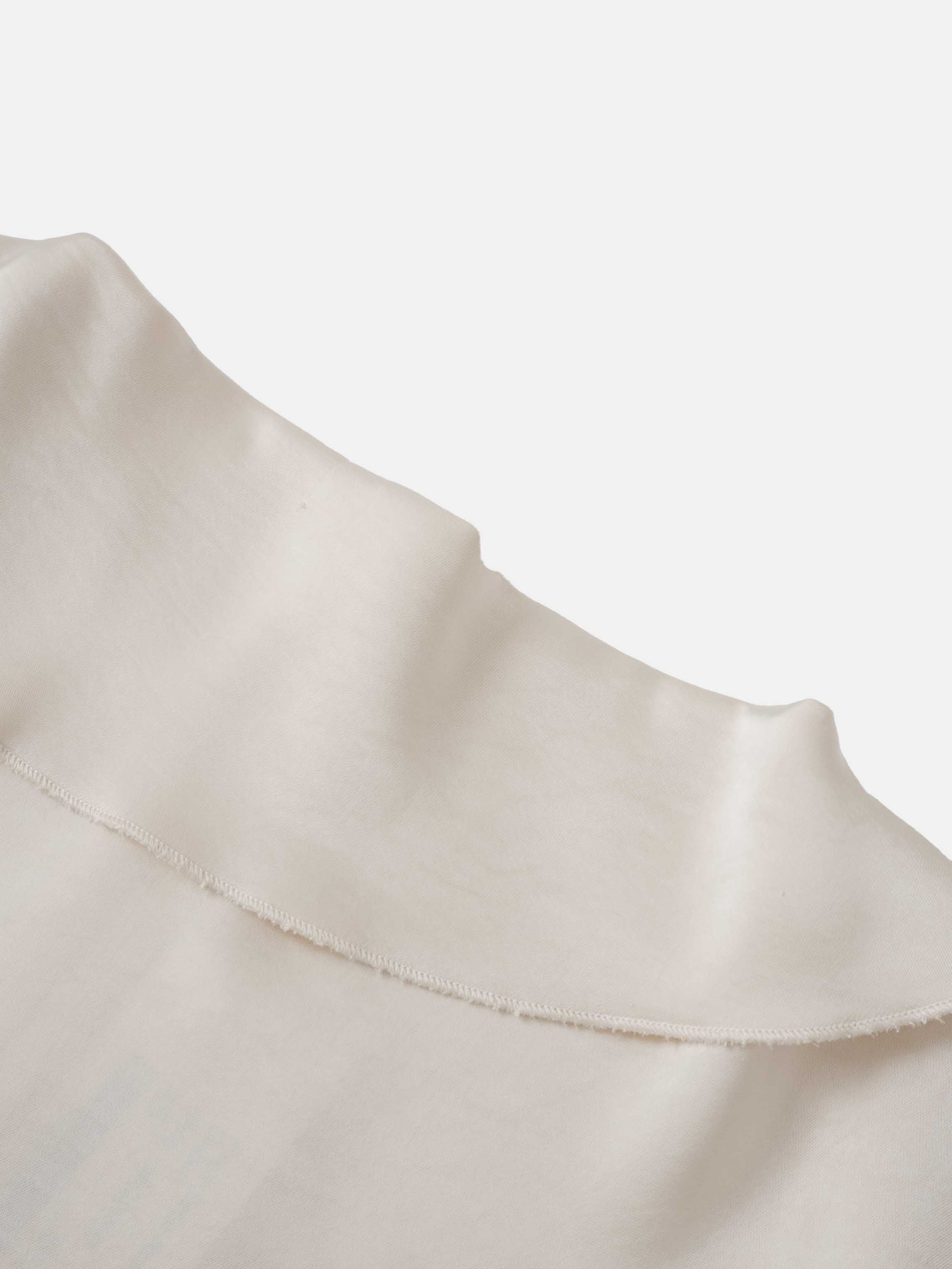 Faux Satin Ruffle Top - Cream