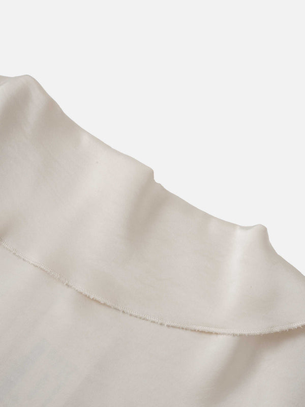 Faux Satin Ruffle Top - Cream