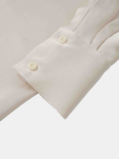 Faux Satin Ruffle Top - Cream