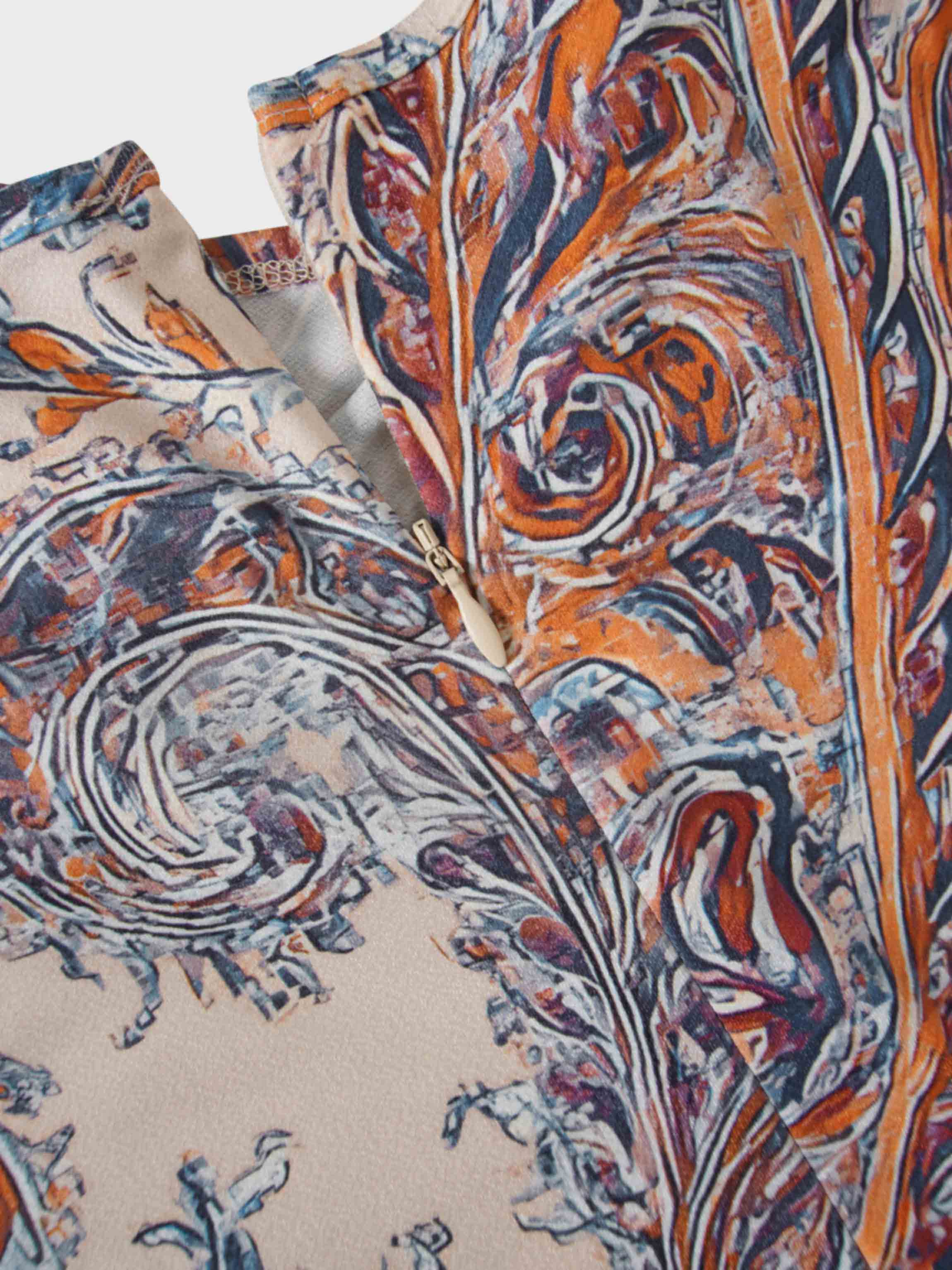 Side Knot Pleat Dress-Paisley