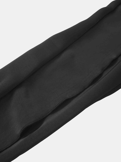 Faux Satin Ruffle Top - Black