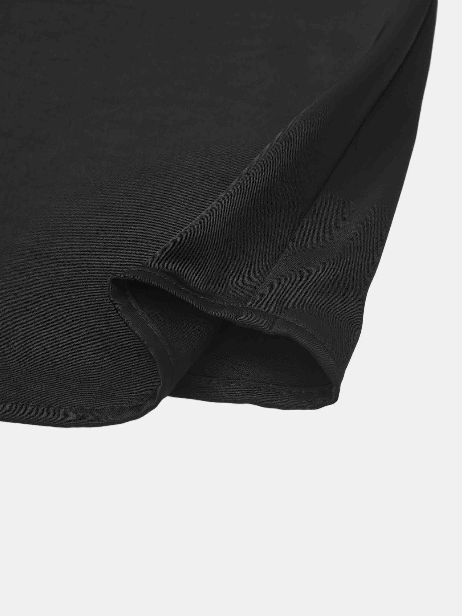 Faux Satin Ruffle Top - Black