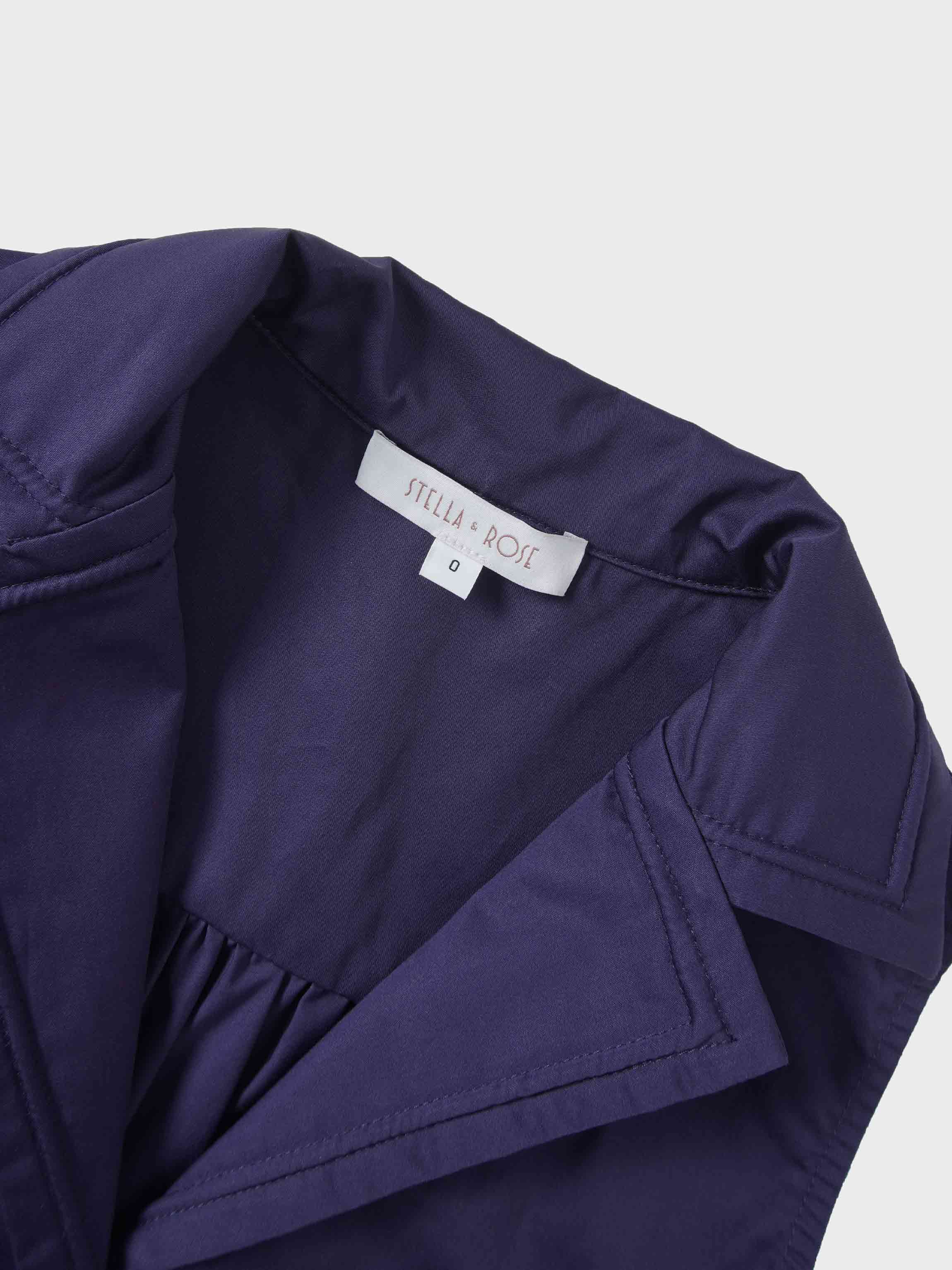 Button Down Belted Jumper-Navy