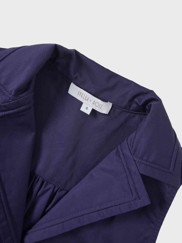 Button Down Belted Jumper-Navy