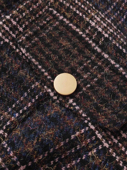 Plaid Crop Bomber Jacket - Pink Plaid