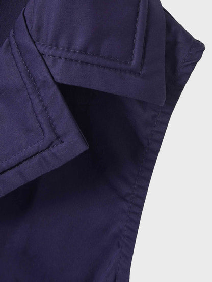 Button Down Belted Jumper-Navy