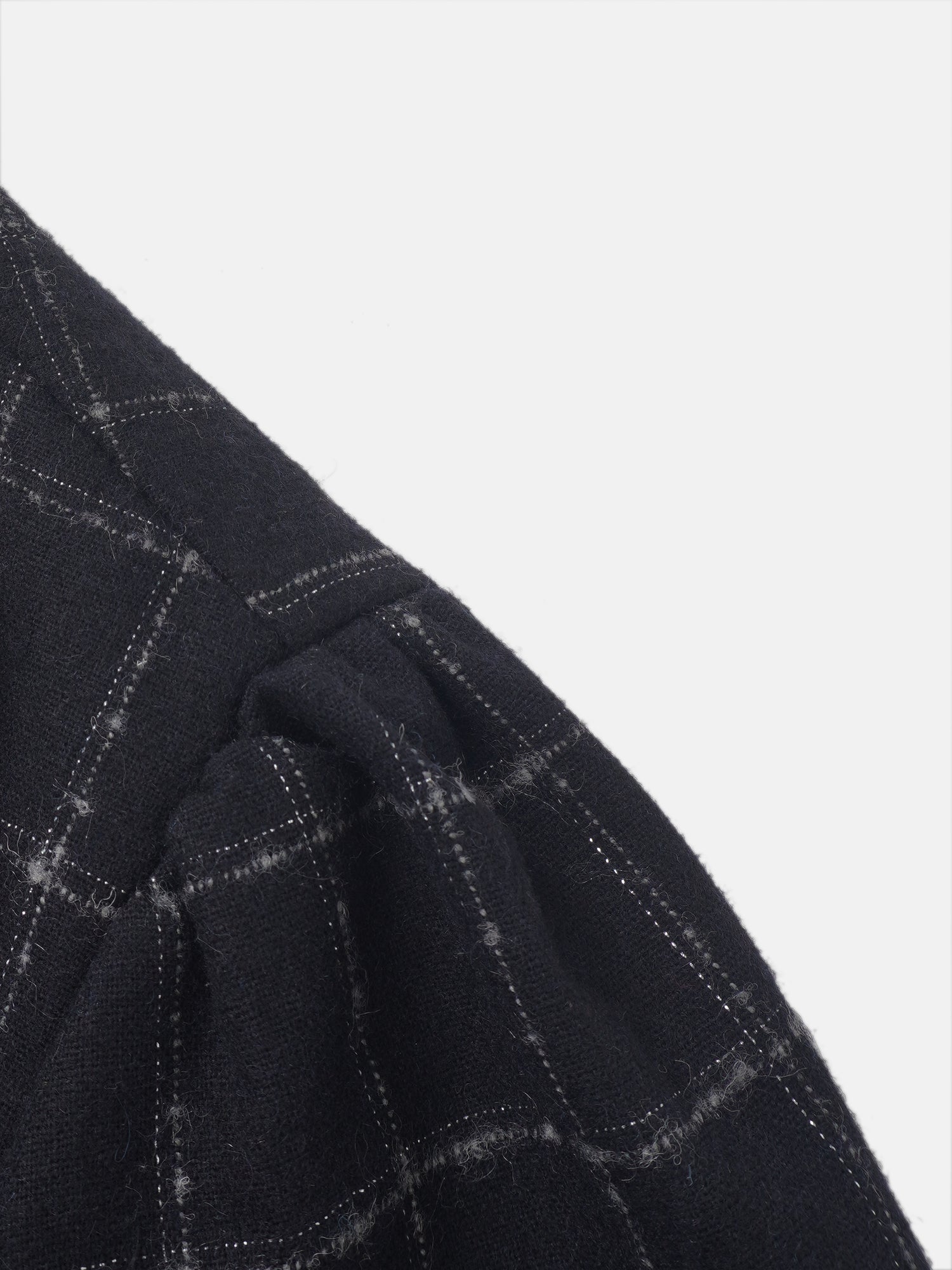 Satin Tie Yoke Dress - Navy Plaid