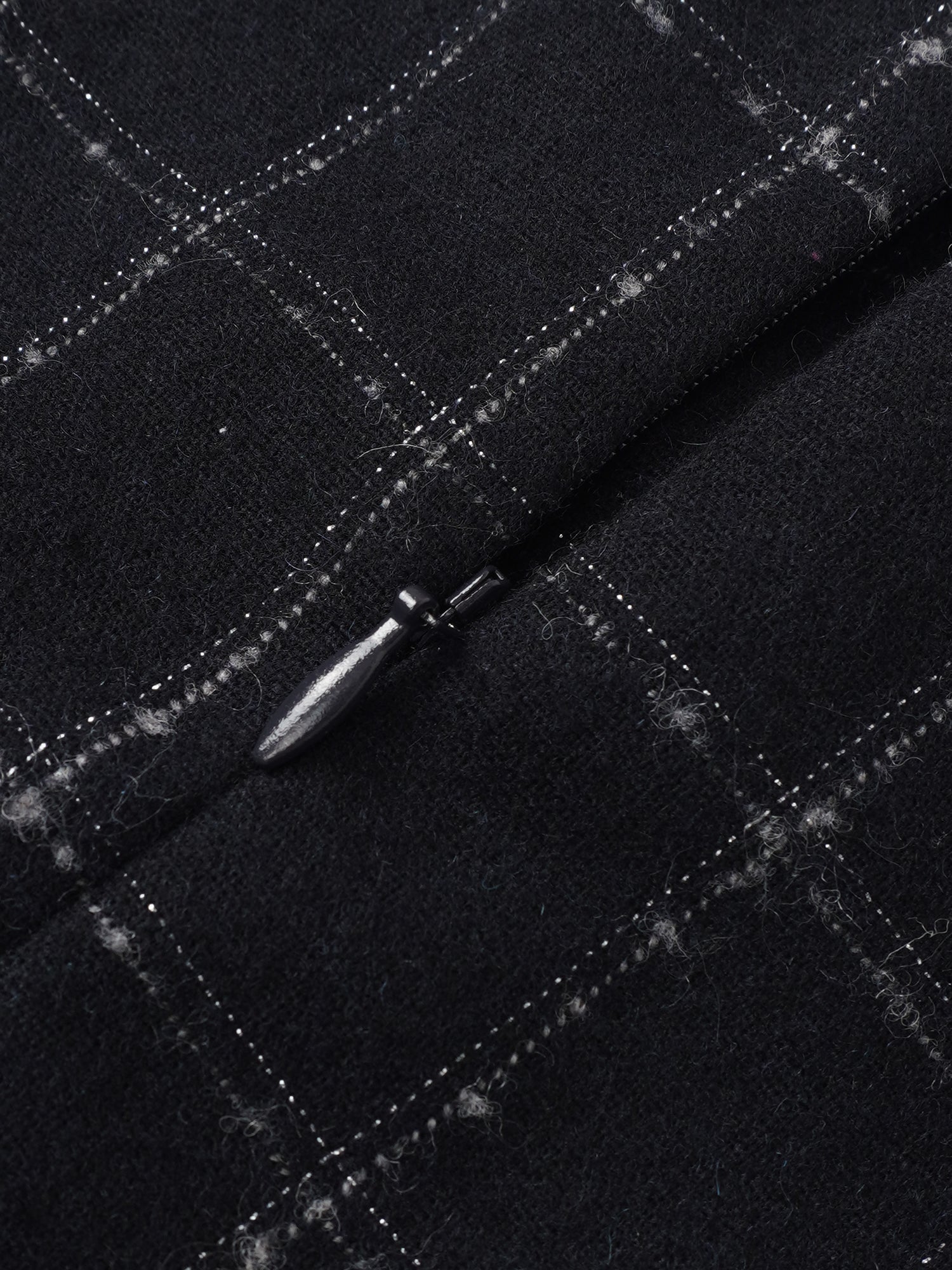 Satin Tie Yoke Dress - Navy Plaid