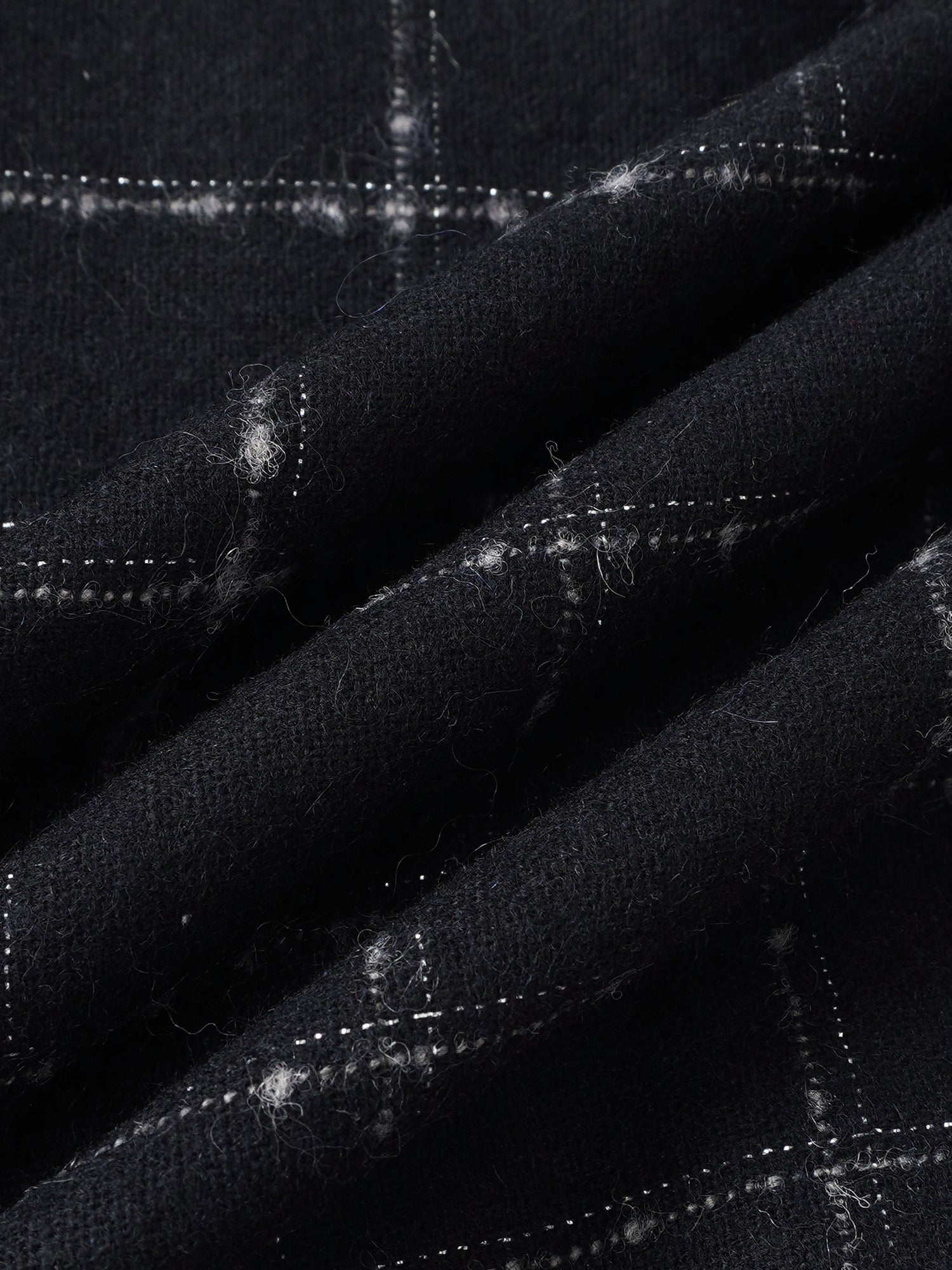 Satin Tie Yoke Dress - Navy Plaid