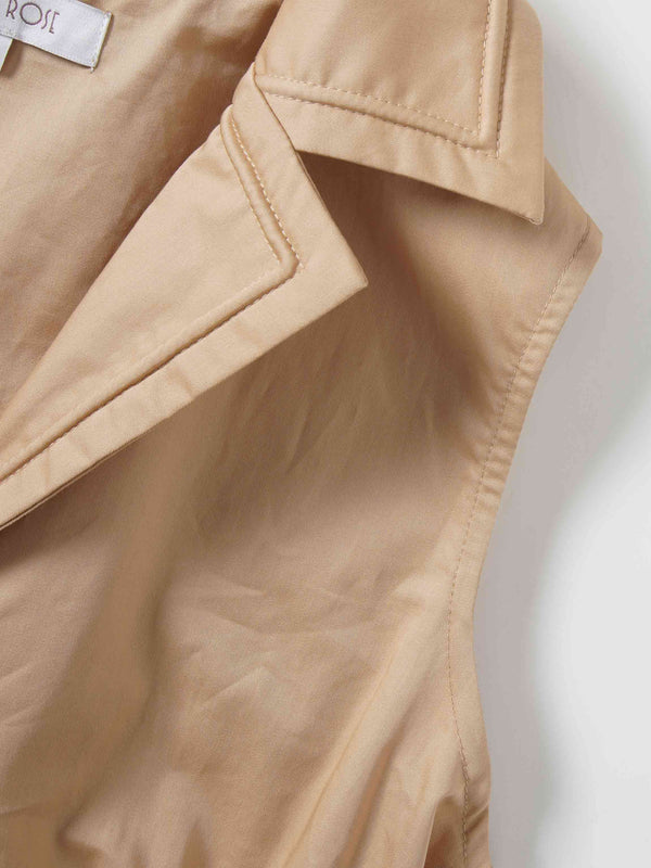 Button Down Belted Jumper-Sand