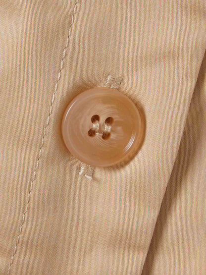 Button Down Belted Jumper-Sand