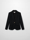 Gold Button Pinstripe Blazer-Black